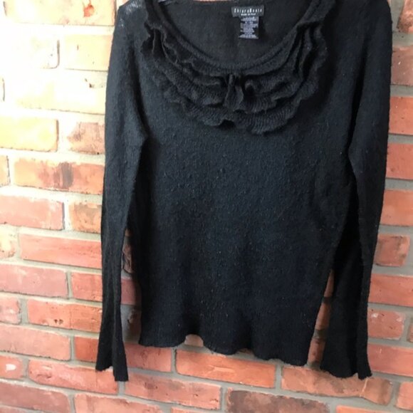 Chiaramente Ruffles Mohair Sweater Crew Neck Cozy Wool Blend Lightweight Knit XL - Picture 11 of 14